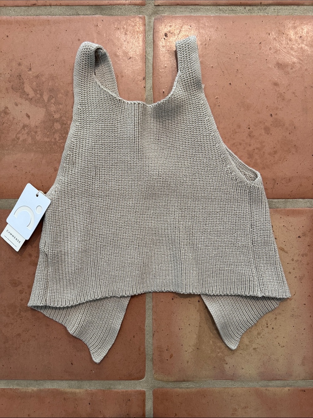Commense Beige Knit Sweater Tank Vest - size Small - Picture 3 of 3